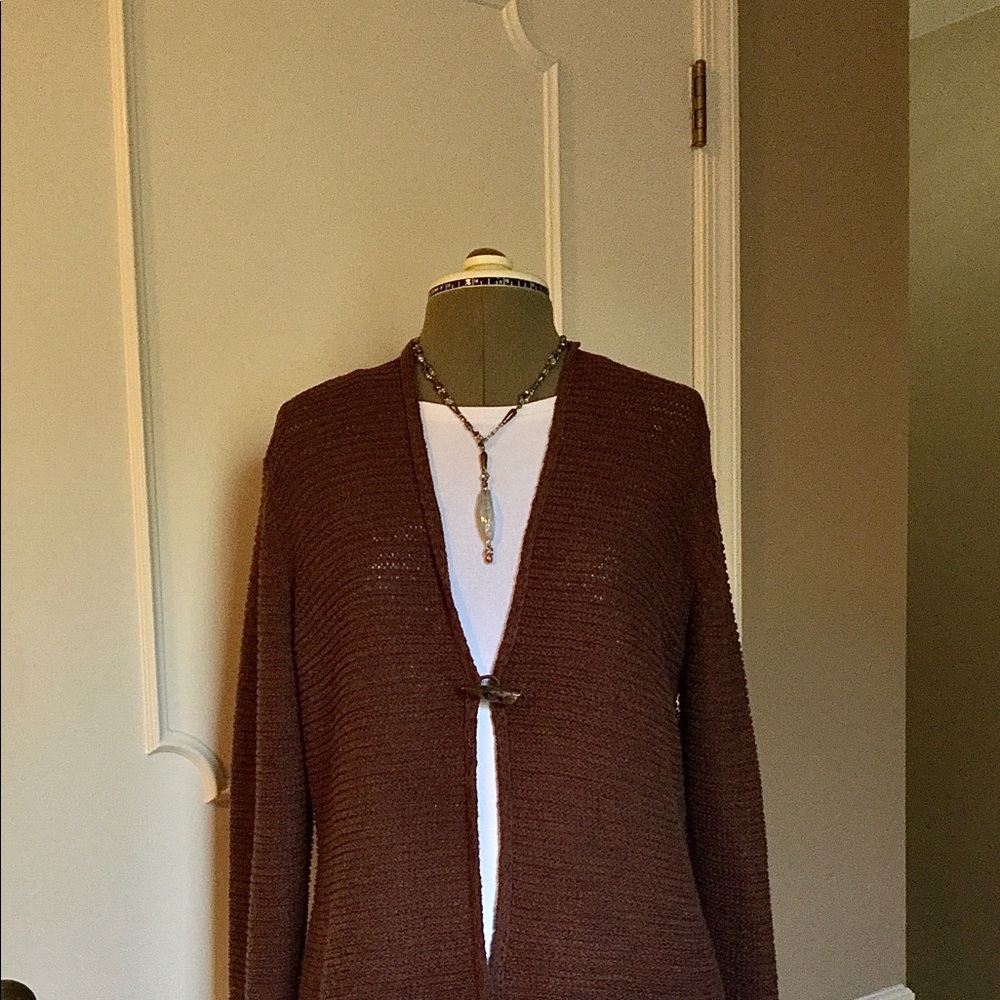August Silk brown open-knit cardi
